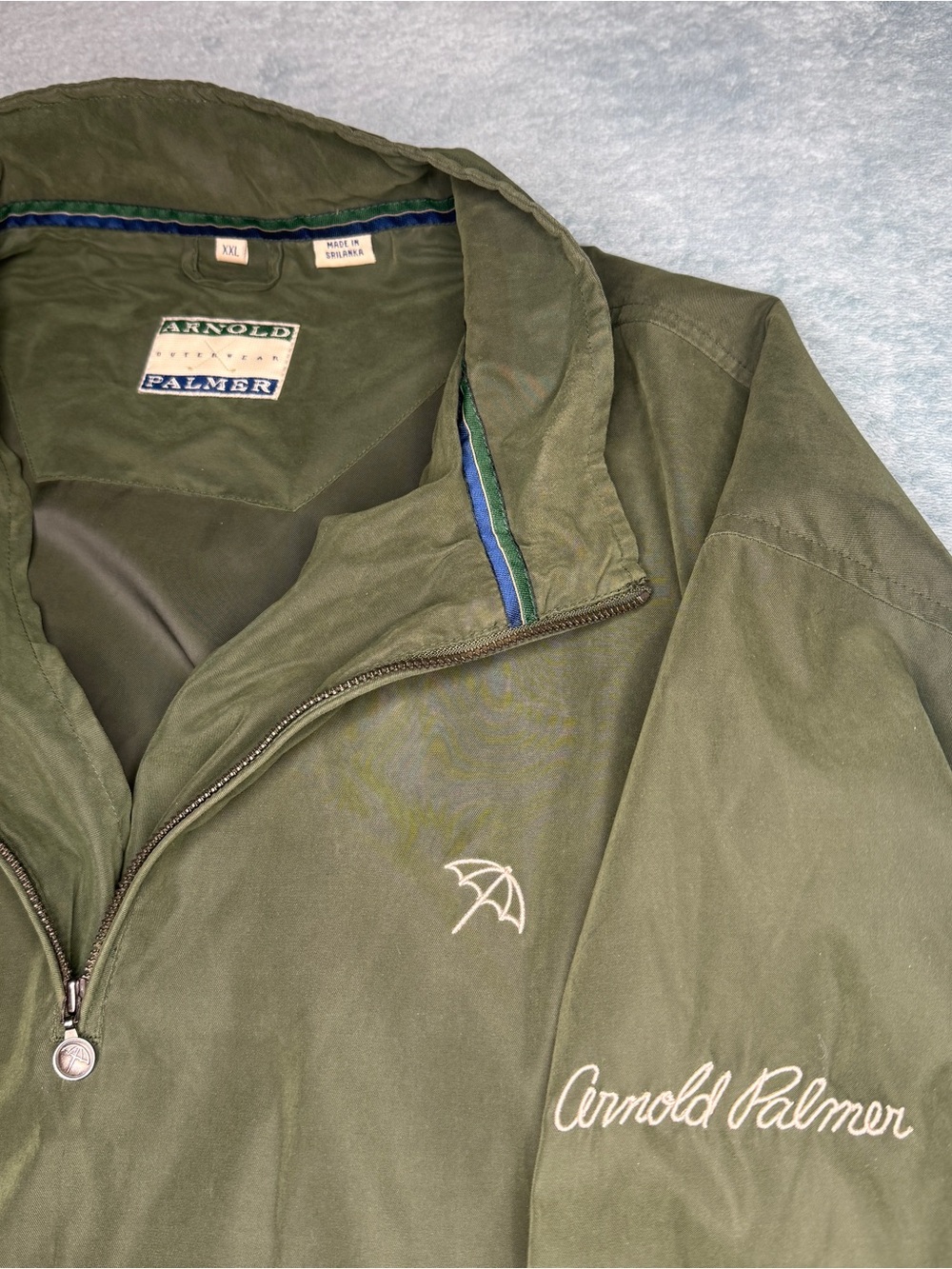 Arnold Palmer Men's Olive Pullover Windbreaker Half Zip